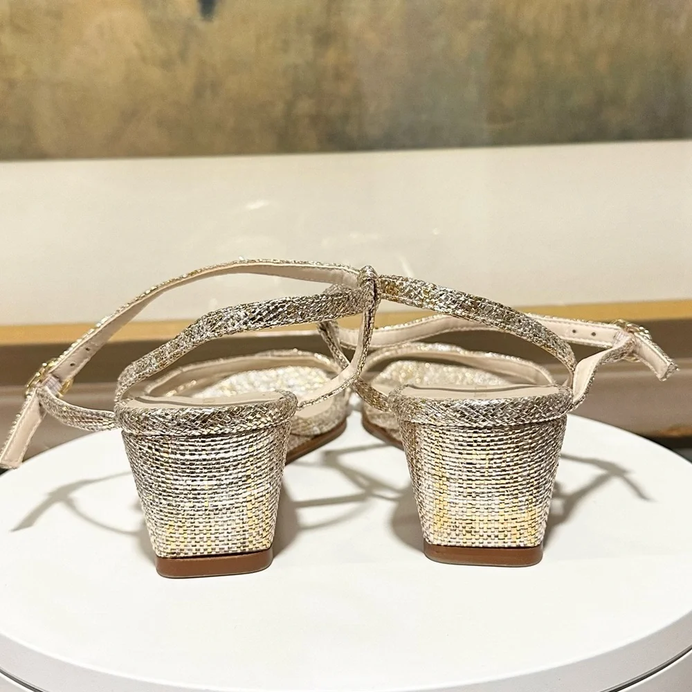 🌹STUART WEITZMAN 🌹 Oasis 50 Wedge Sandal In Gold Size: 9B - Picture 8 of 10